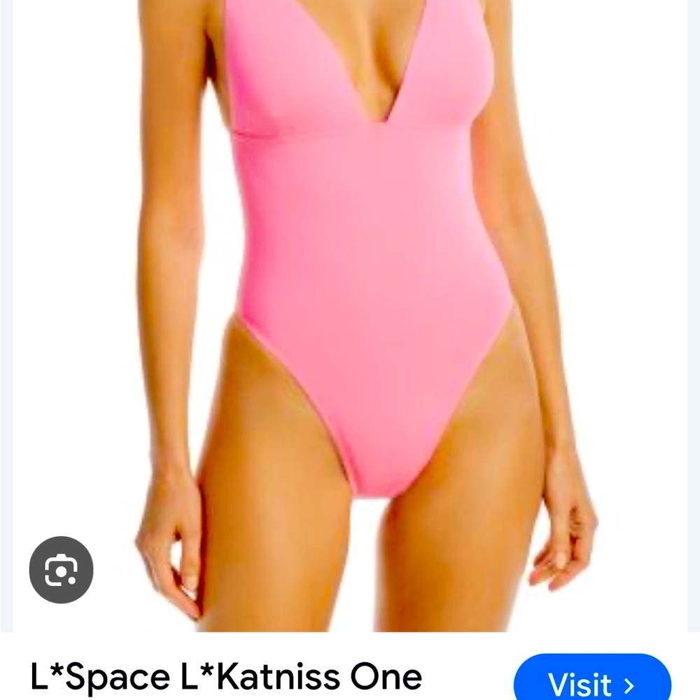 L*Space Pink Plunging V-Neck One Piece Swimsuit
